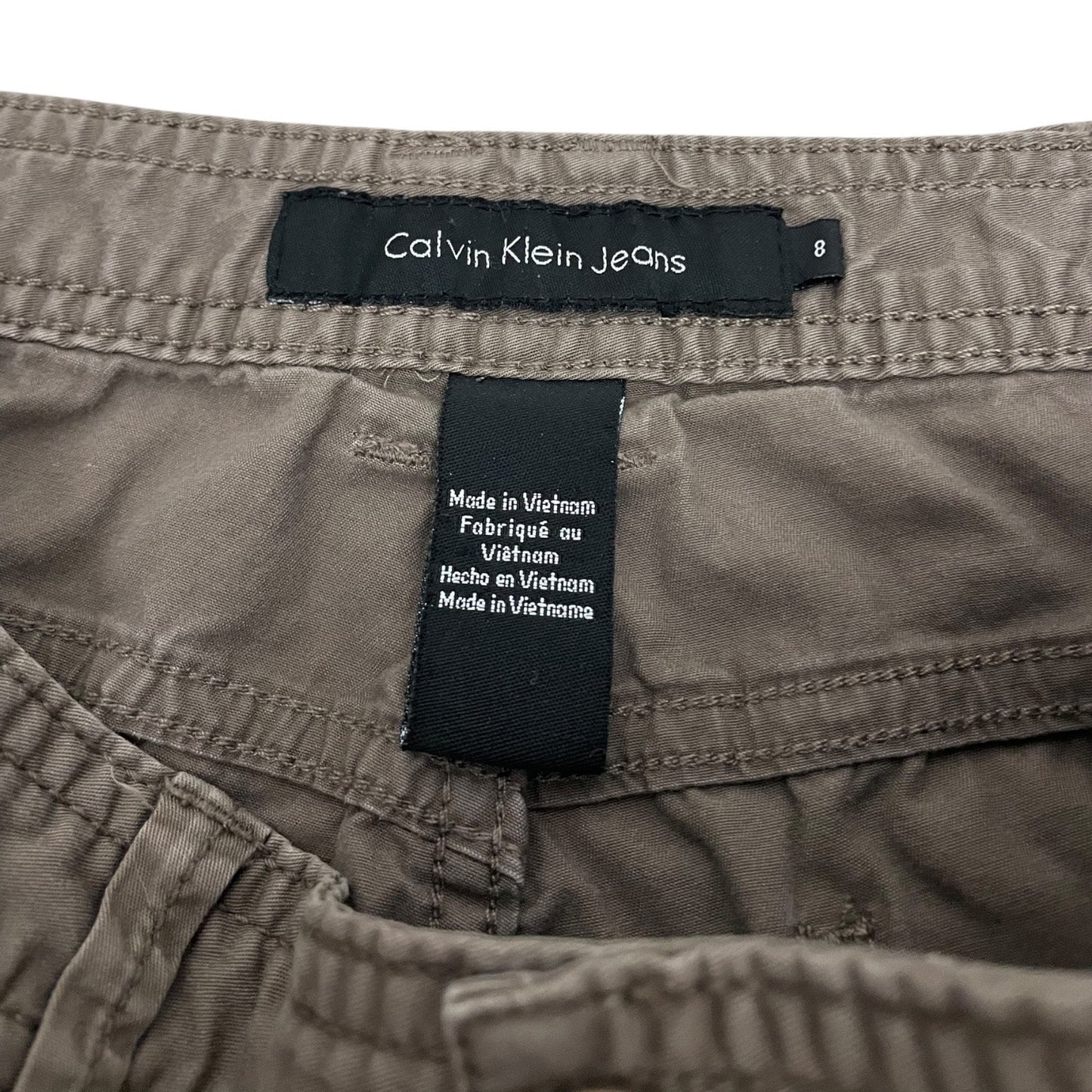 Calvin Klein Jeans Brown Midi Denim Cuffed Cargo Shorts