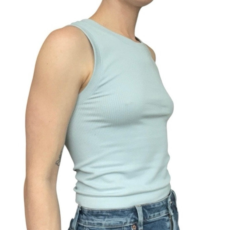 Light Blue Ribbed Tank Top