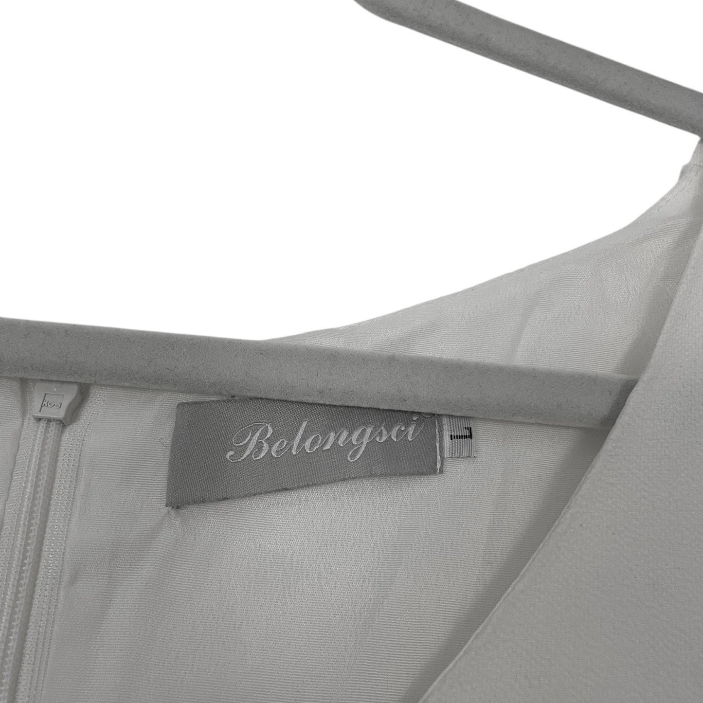 Belongsci Vintage Sheer White Bell Sleeve V-Neck Mini Dress