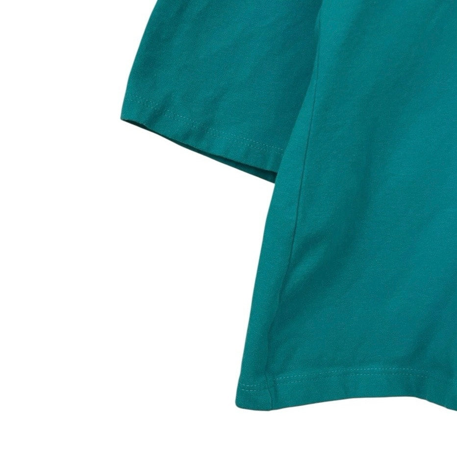 Susan Bristol Blue Crewneck Cropped Sleeve Blouse