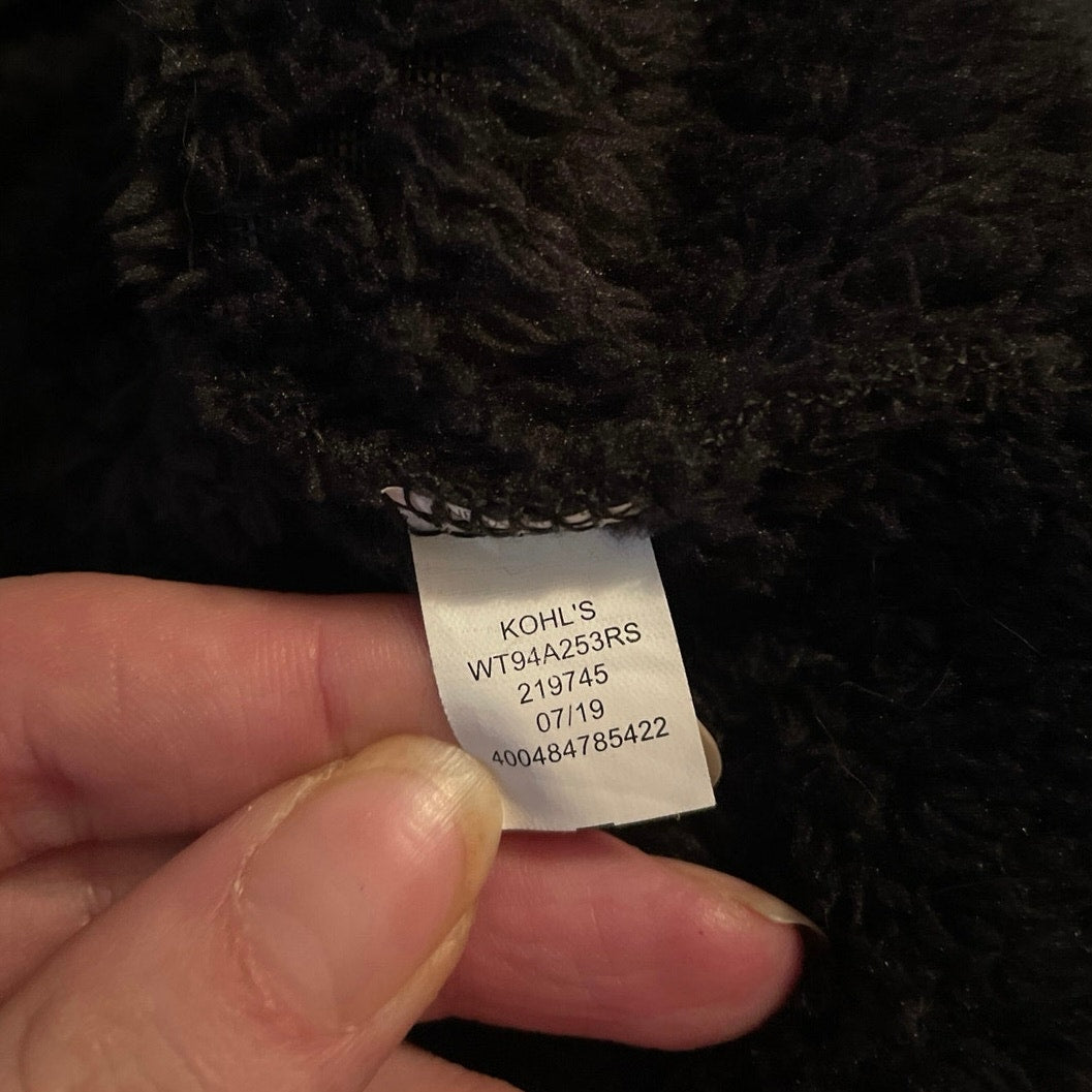 Kohl's Black Fluffy Quarter Zip Hoodie Sweatshirt