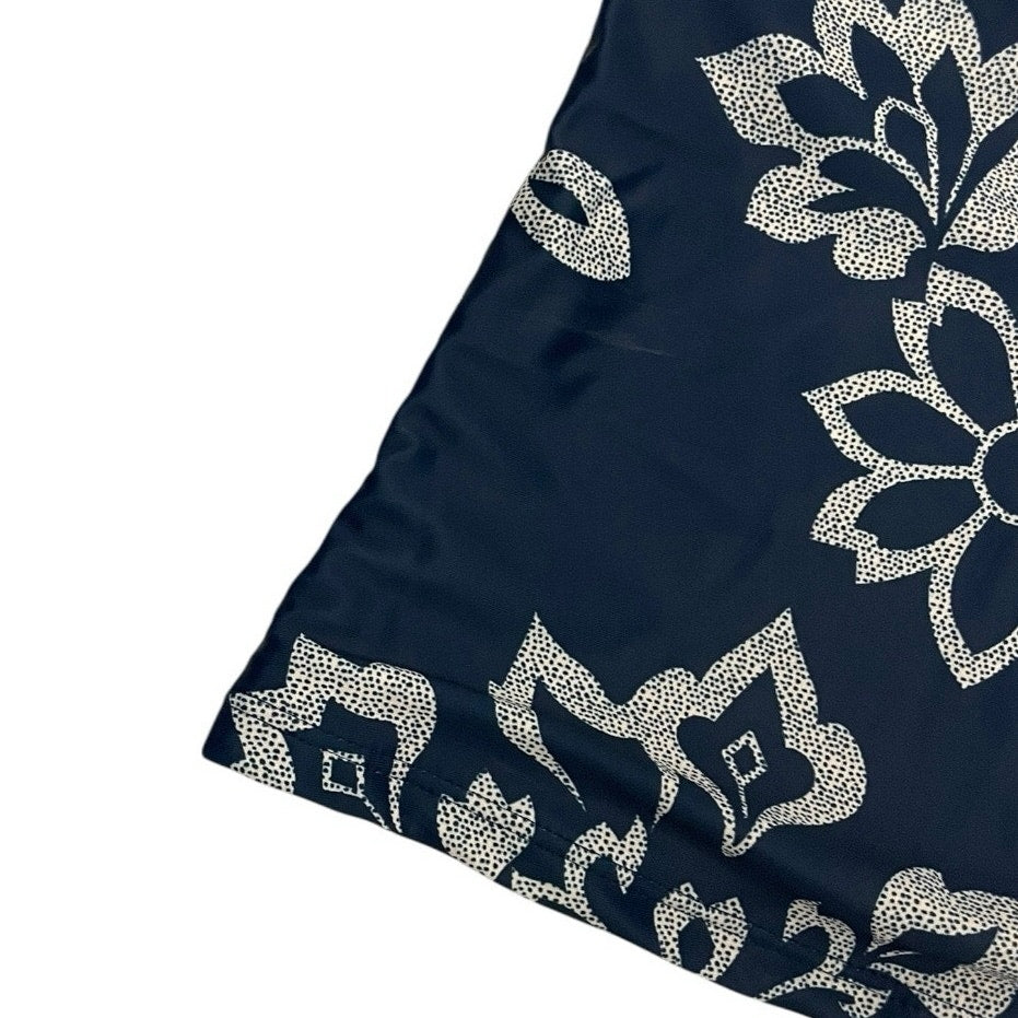 Navy Blue Boho Padded Open Lace Up Back Swim Top