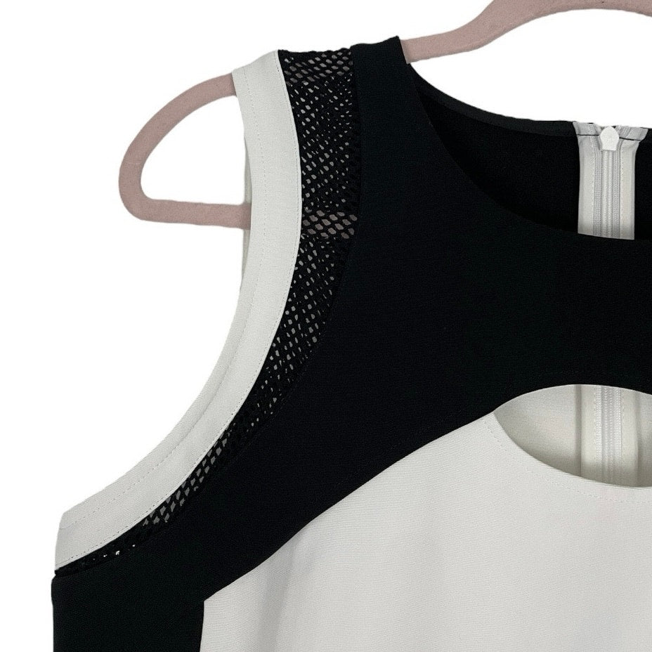 Doncaster Black and White Mesh Trim Dress