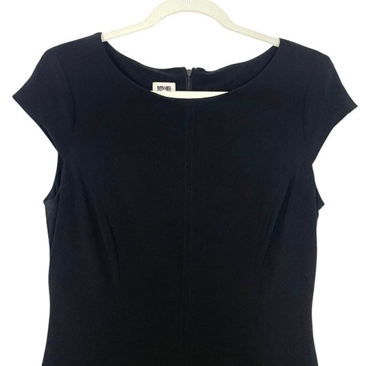 Anne Klein Black A-Line Cap Sleeve Midi Dress