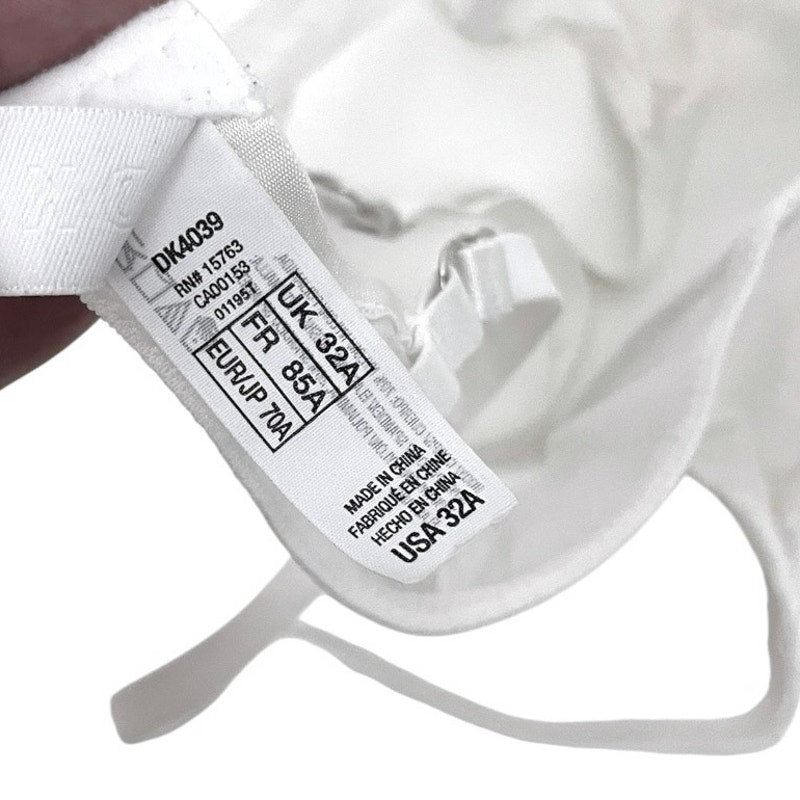DKNY White Sheer Mesh Logo Unlined Underwire Bra