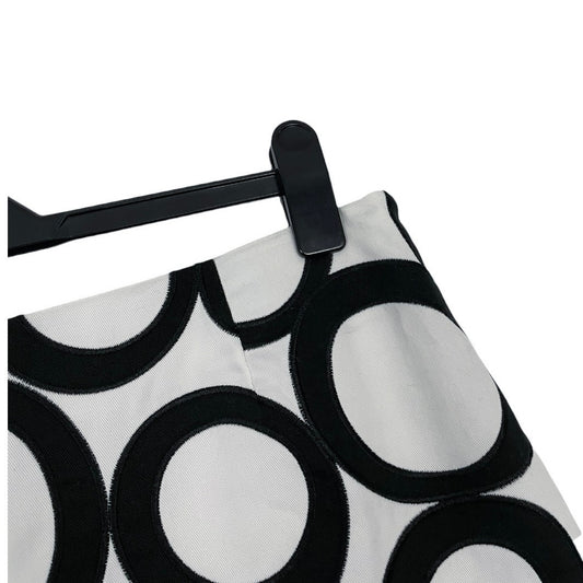 Doncaster Black & White Geometric Circle Print A-Line Skirt
