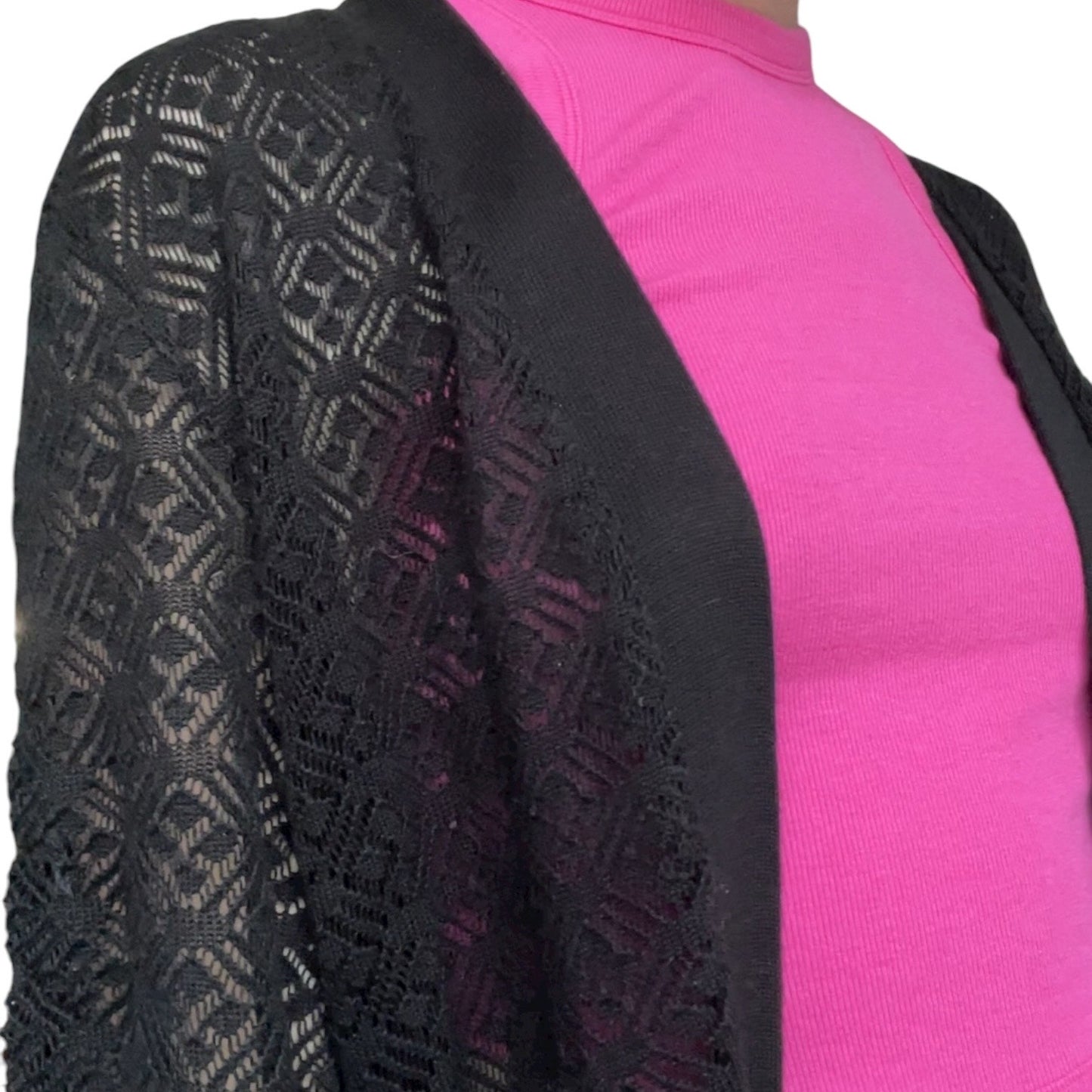 Verve Ami Black Sheer Knit Cardigan Sweater