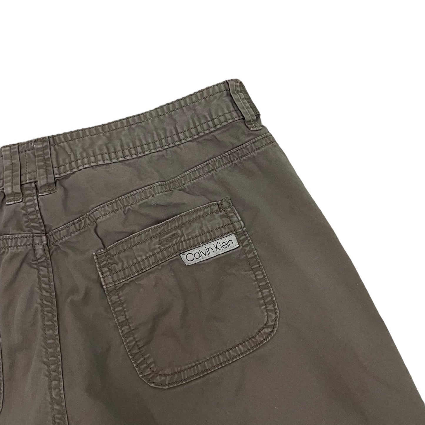 Calvin Klein Jeans Brown Midi Denim Cuffed Cargo Shorts