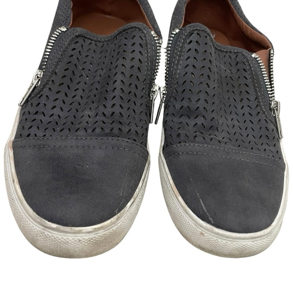 Report Alexa Grey Perforated Zipper Slip On Sneakers