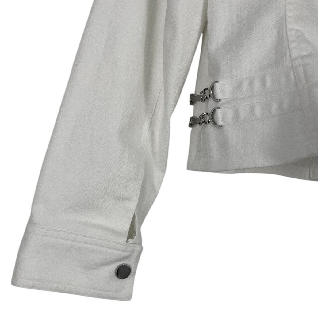 Doncaster White Denim Zip Up Collared Jacket