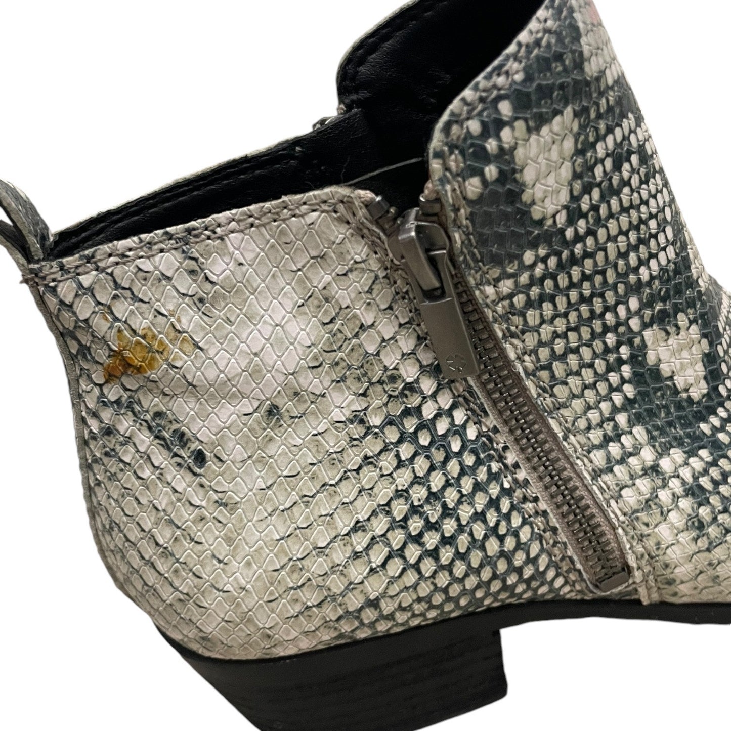 Lucky Brand Grey Snakeskin Genuine Leather Heeled Ankle Boots