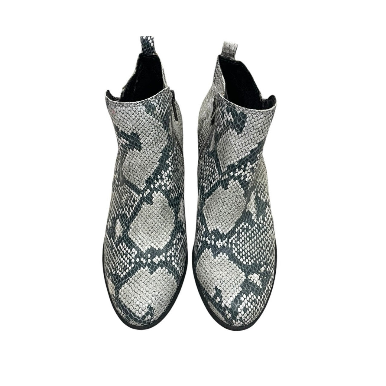 Lucky Brand Grey Snakeskin Genuine Leather Heeled Ankle Boots