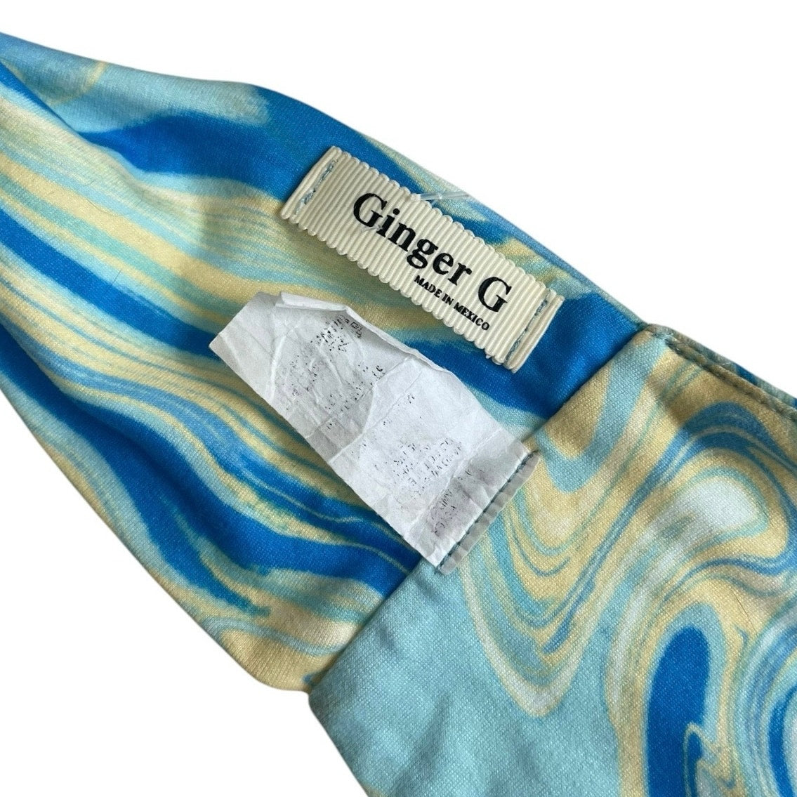 Ginger G Blue Swirly Funky 70s Cutout Halter Neck Strappy Top