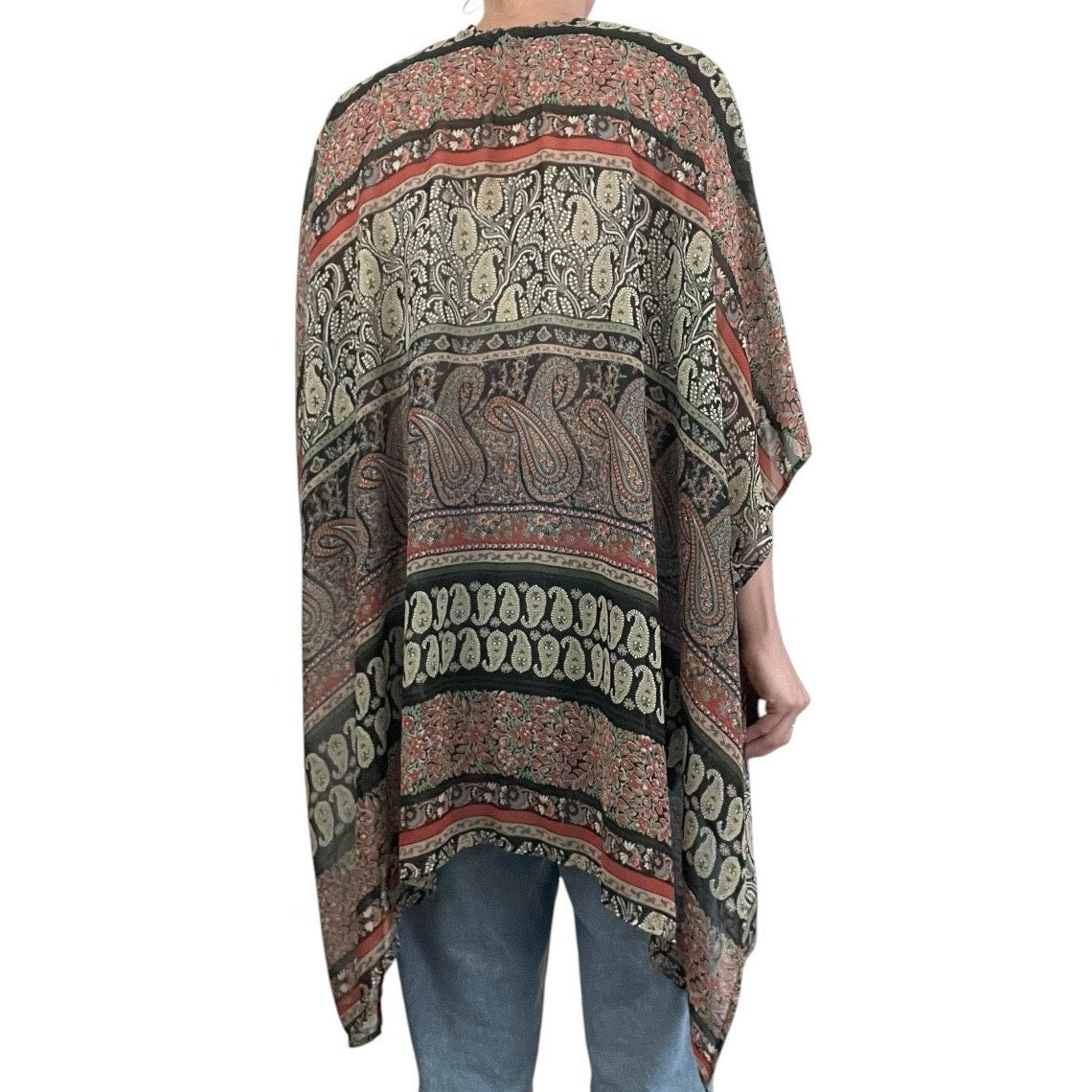Cecico Sheer Boho Paisley Floral Print Kimono