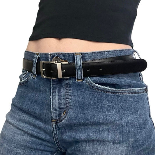 Reversible Black & Brown Swivel Buckle 2-in-1 Leather Belt