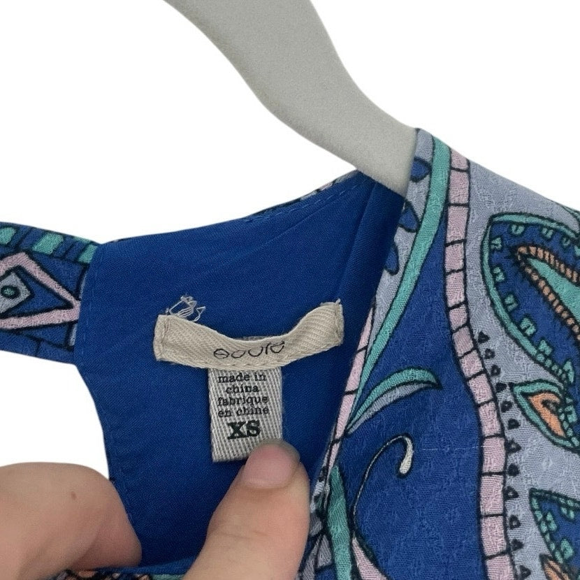 Ecote Blue Boho Open Back Mini Dress