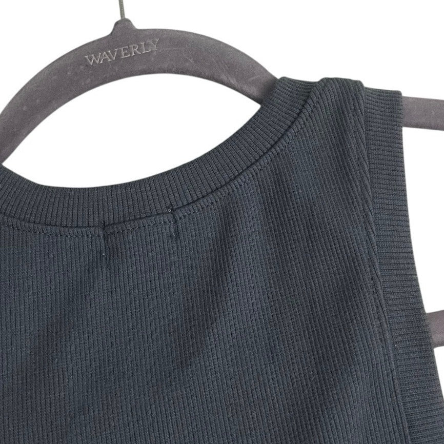 Blue Cropped Ribbed Tank Top