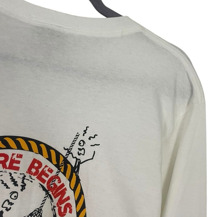NWT Pirana Joe Cancun White Long Sleeve Anchor Graphic Tee