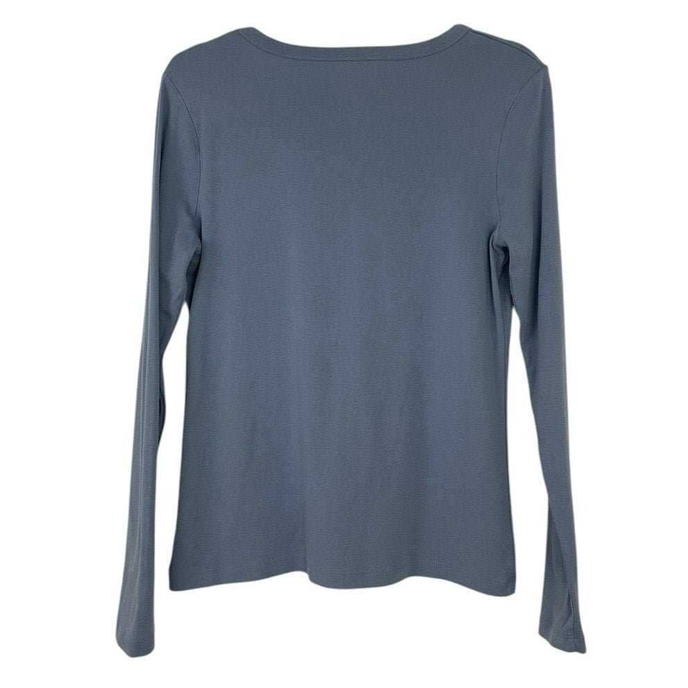 A New Day Soft Blue Long Sleeve V-Neck Top