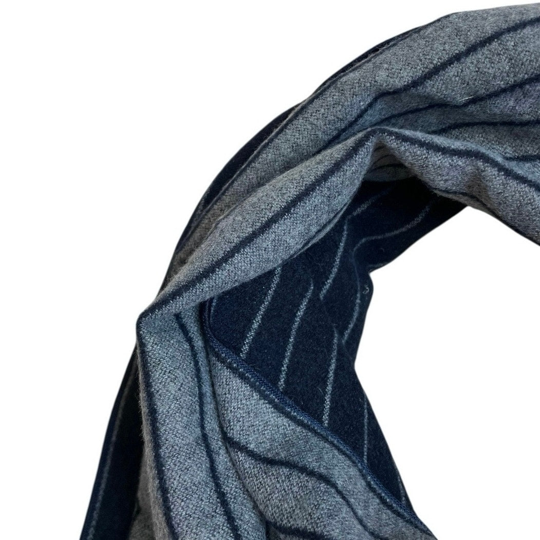Save the Ocean Apparel Co. Navy Blue Striped Silk Knit Scarf