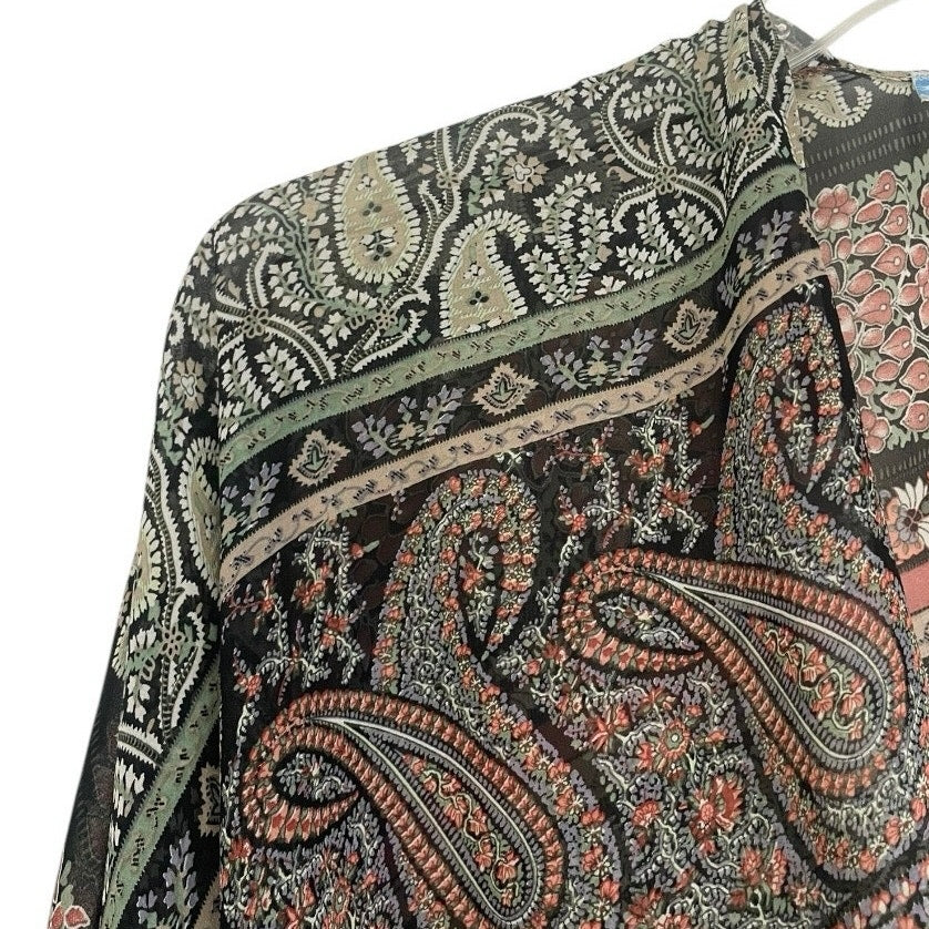 Cecico Sheer Boho Paisley Floral Print Kimono
