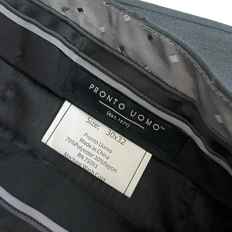 Pronto Uomo Mens Grey Flat Front Dress Pants