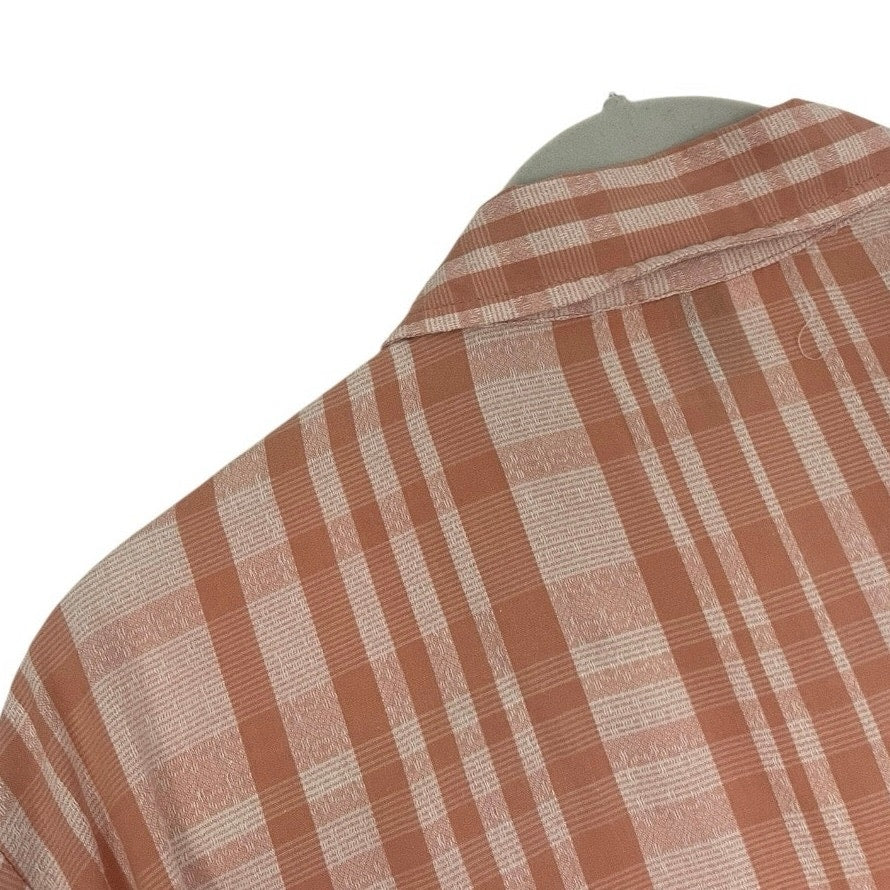 Universal Thread Orange Plaid Button Down Short Sleeve Blouse