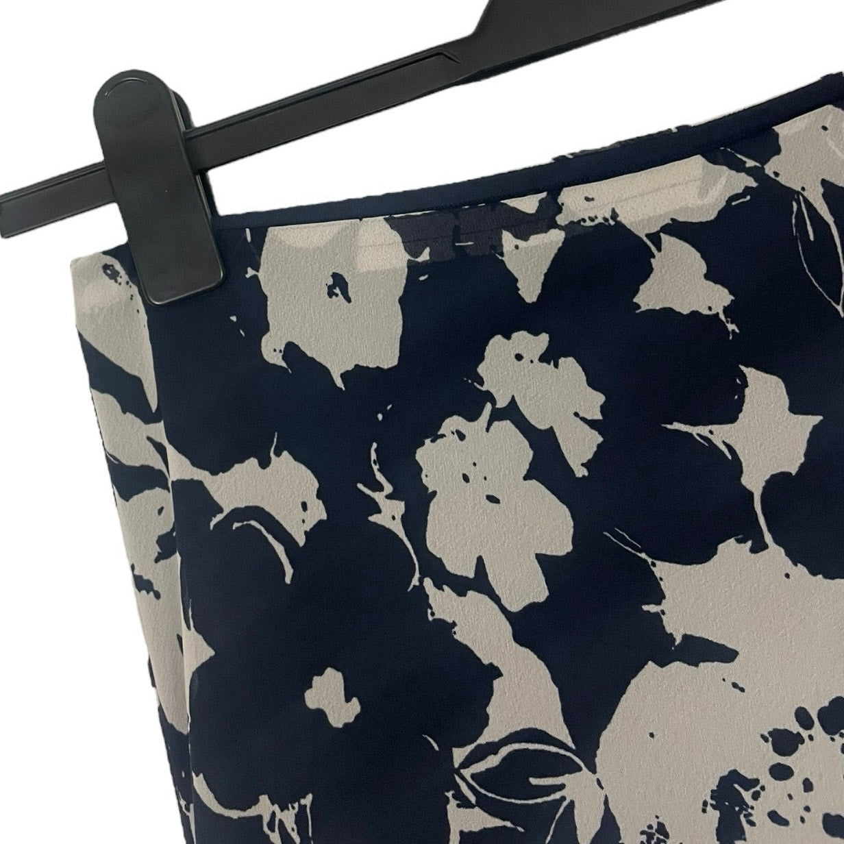 Chaps Vintage Navy Blue & White Floral Skirt
