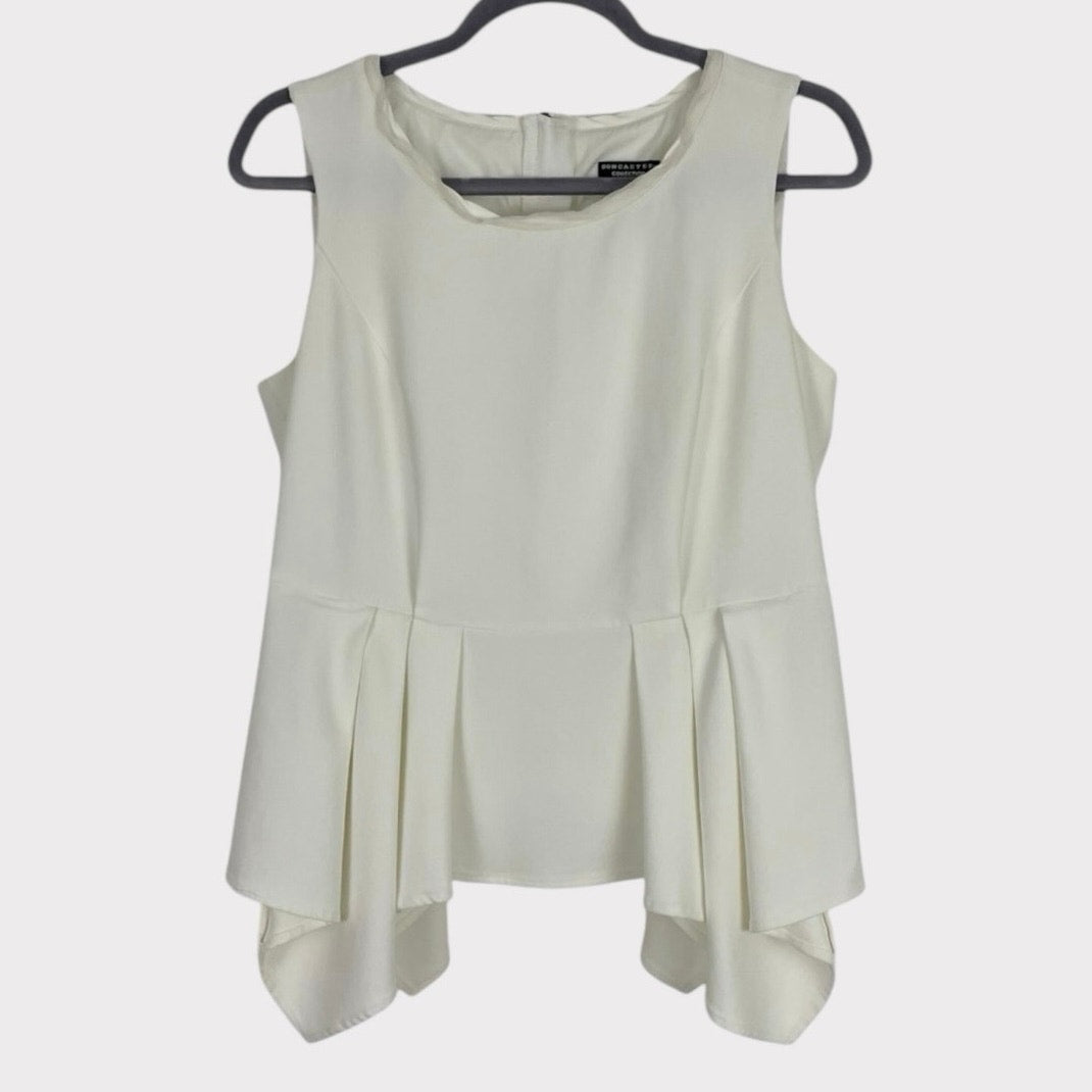Doncaster White Asymmetrical Tank Top Blouse