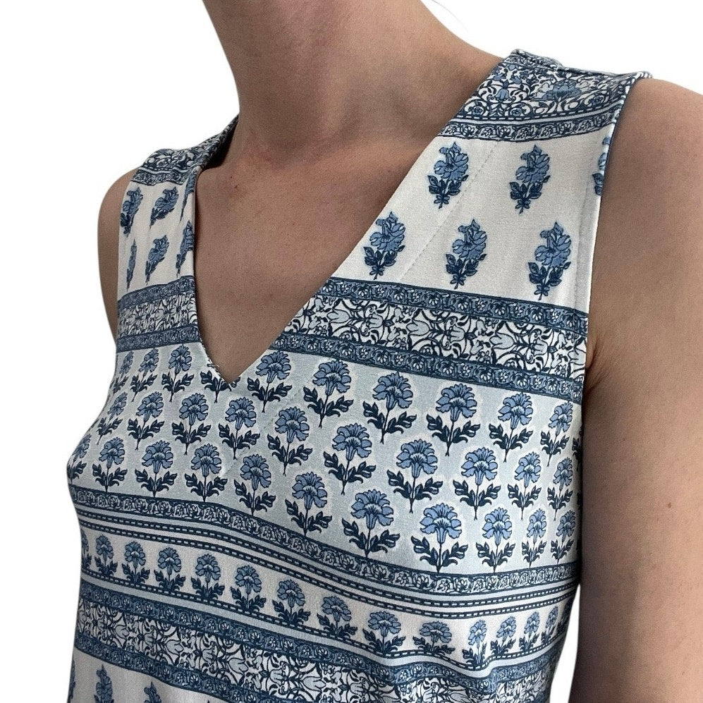 J. Jill Wearever Blue & White Boho Dress with Pockets