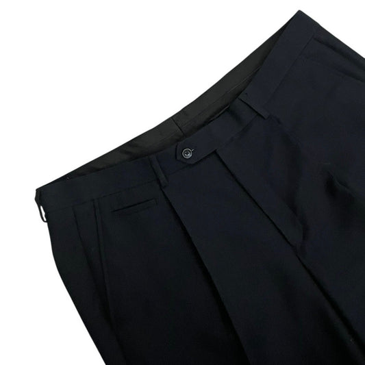 Mens Black Pleated Front Cuffed Tailored Dress Pants