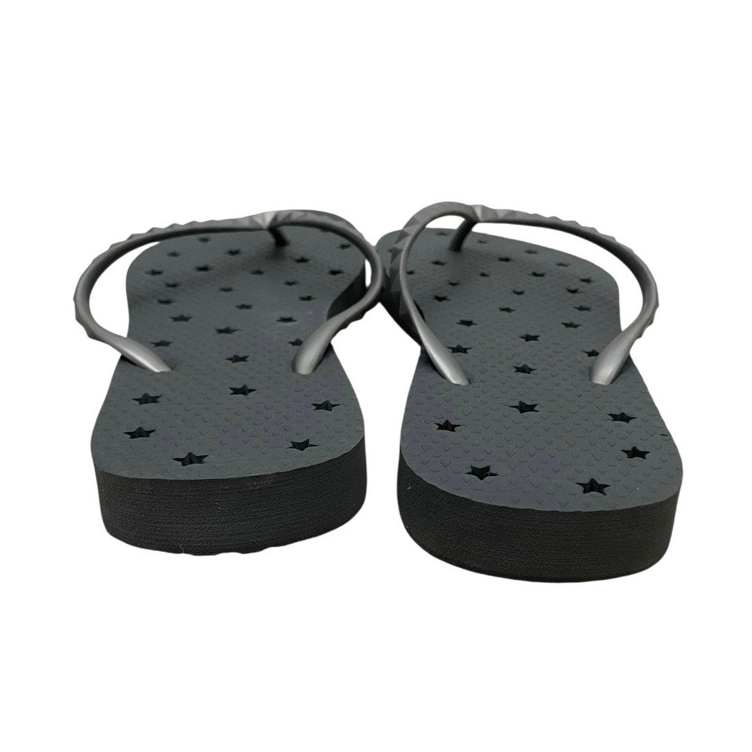Grey & Silver Star Cutout Flip Flop Sandals