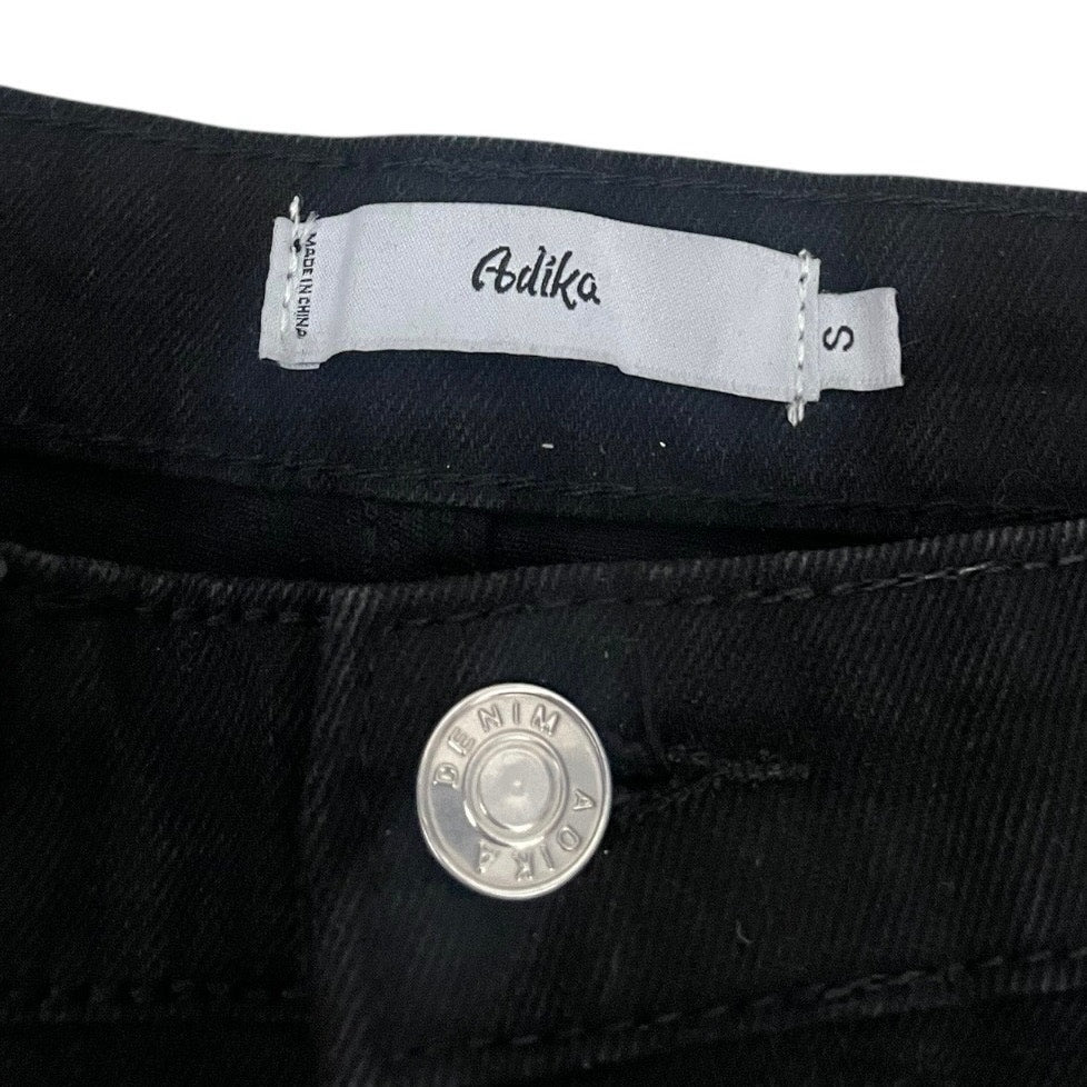 NWT Adika Black Denim Side Slit Silver Chain Fringe Mini Jean Skirt