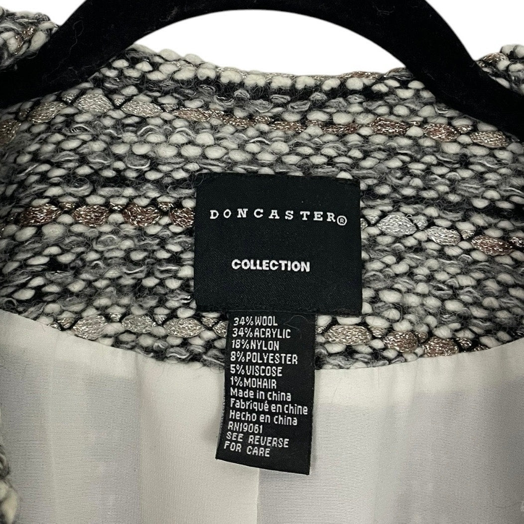 Doncaster Grey & Glittery Gold Tweed Wool Woven Button Down Jacket