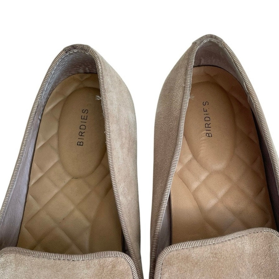Birdies Beige Genuine Suede Leather Slip-On Espadrilles