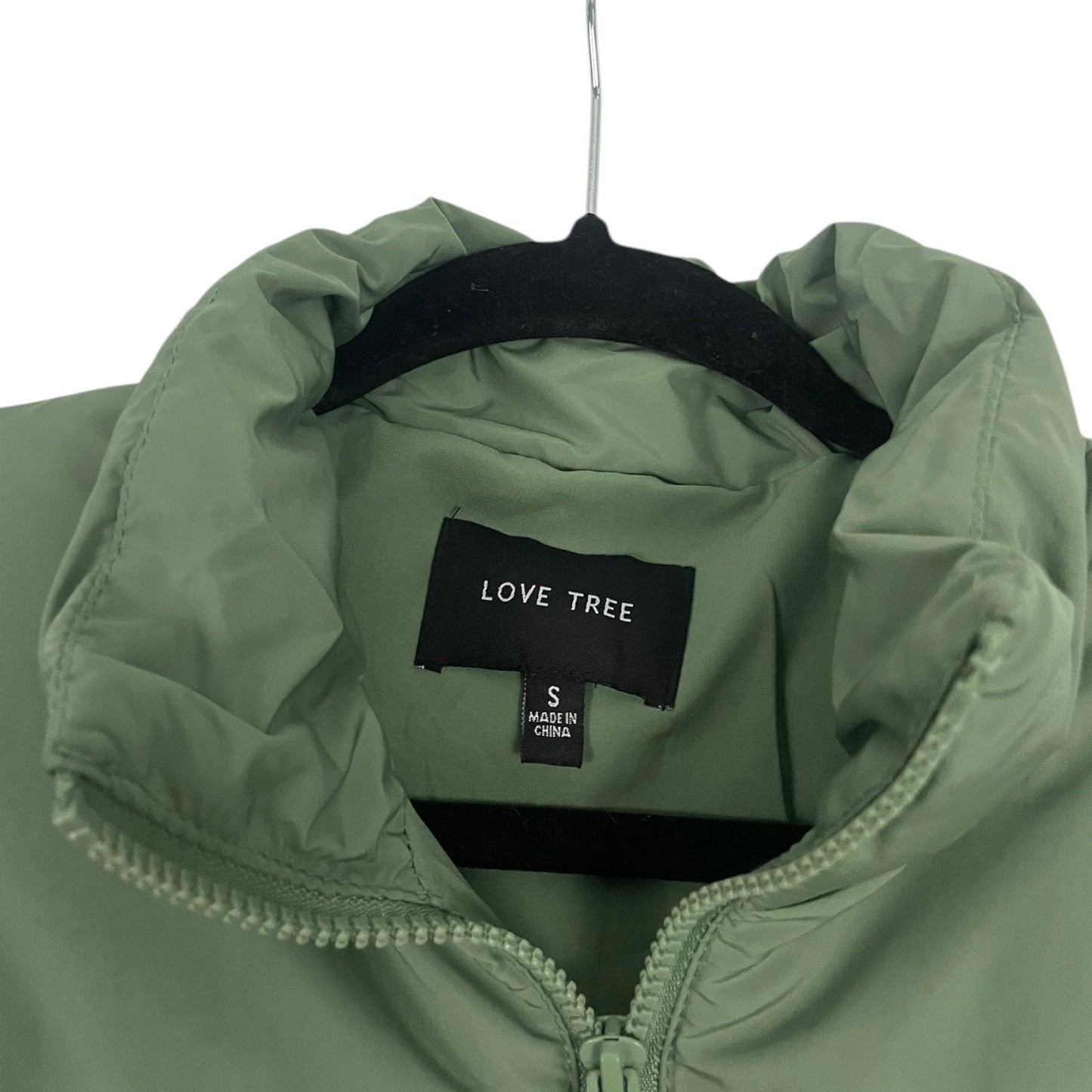 Love Tree Green Cropped Zip Up Puffer Jacket