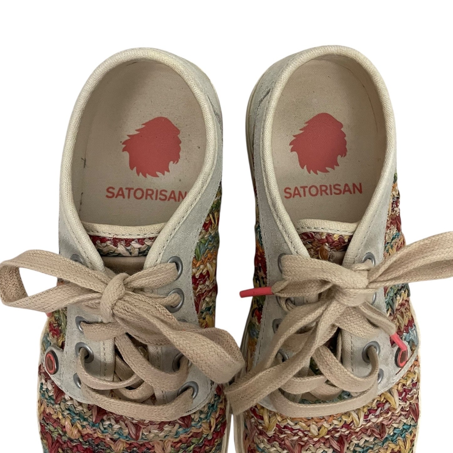 Satorisan Proudly Imperfect Colorful & Beige Woven Knit Lace Up Sneakers