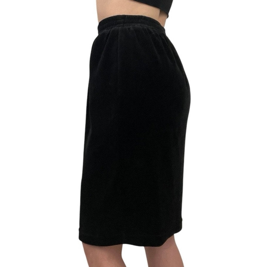 SK & Company Vintage Black Velvet Midi Skirt