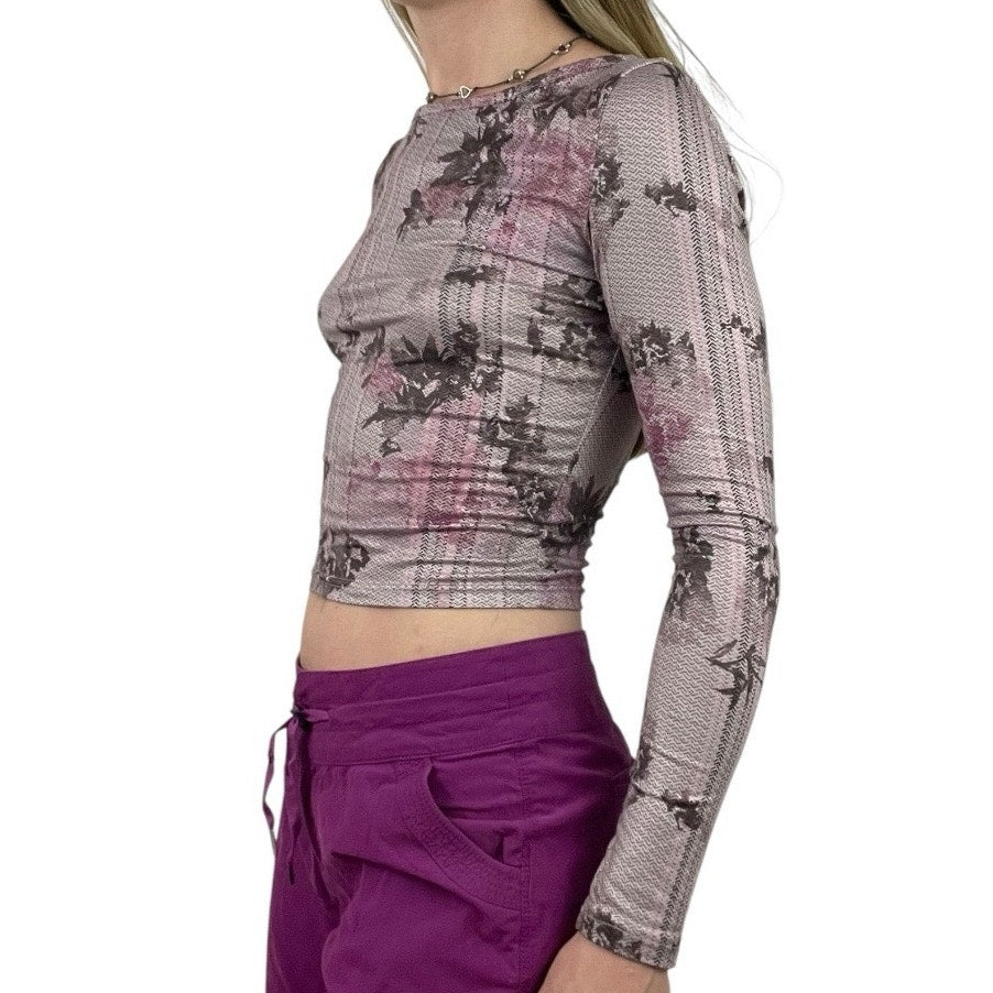 Soft Pink & Purple Floral Print Long Sleeve Top