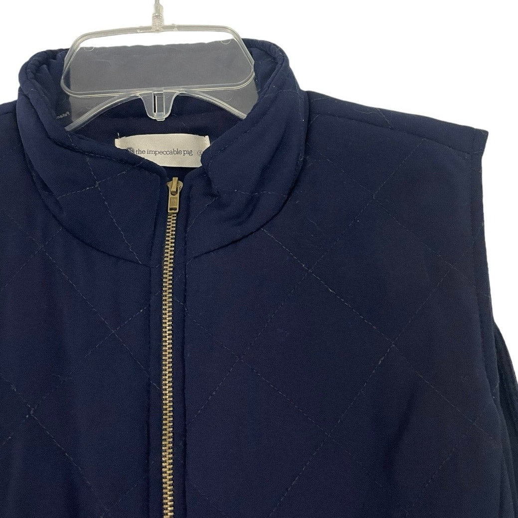The Impeccable Pig Navy Blue Zip Up Puffer Vest