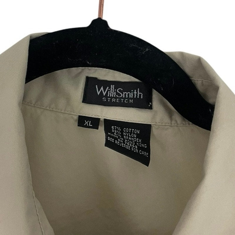Willi Smith Stretch Beige Button Down Collared Blouse