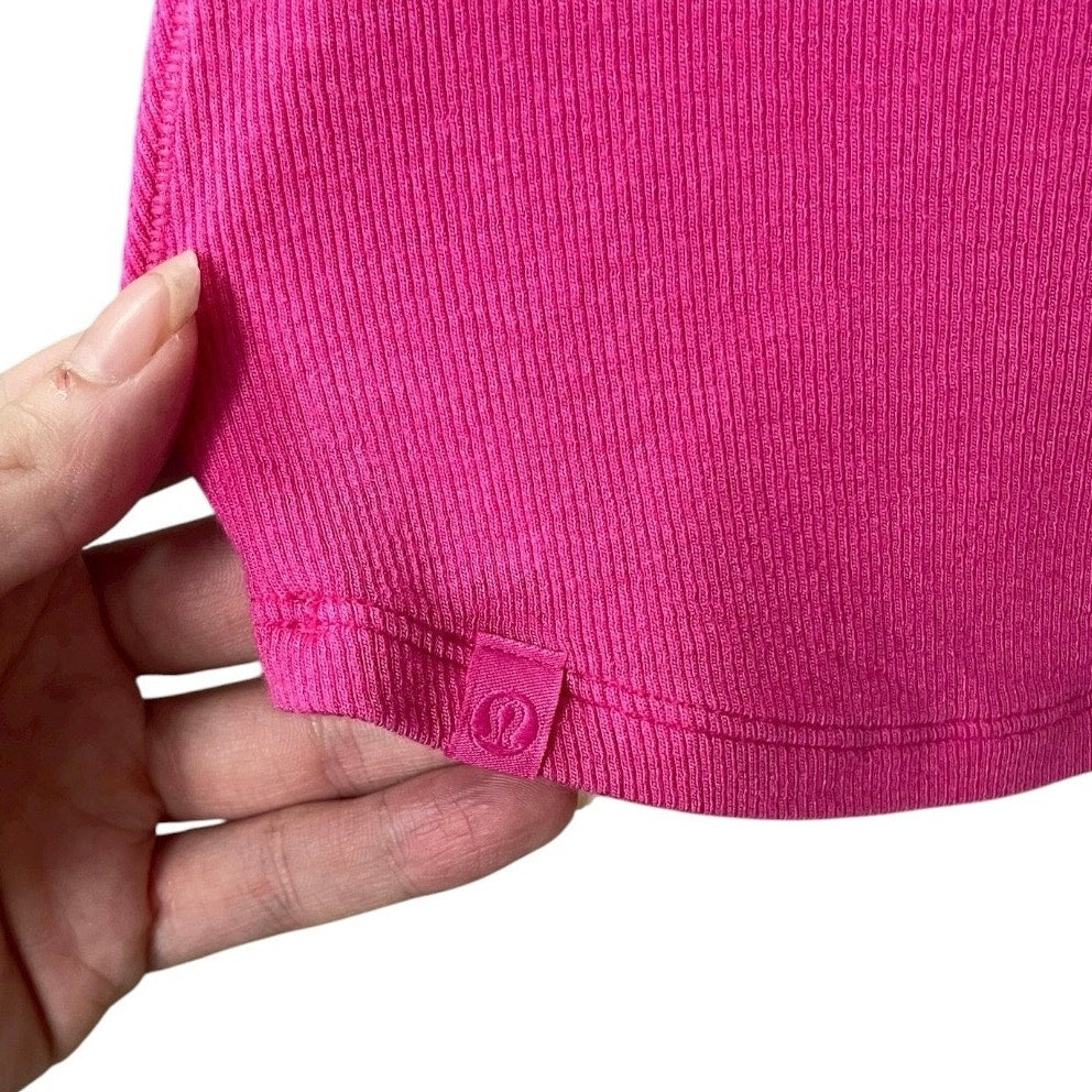 Lululemon Athletica Pink Ribbed Cropped Tank Top