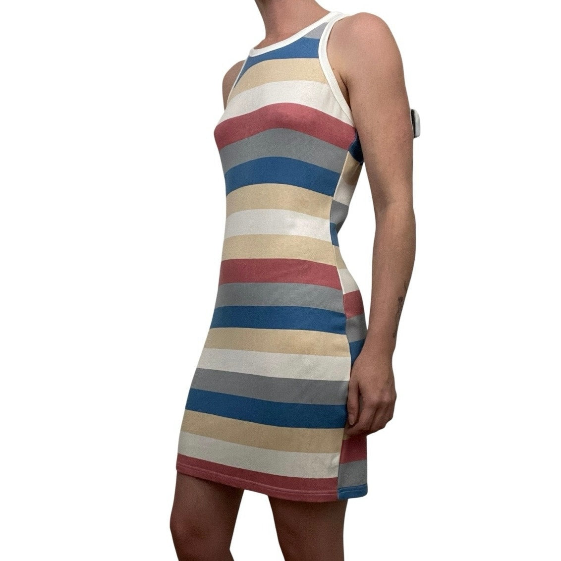 Colorful Striped Ribbed Bodycon Mini Dress