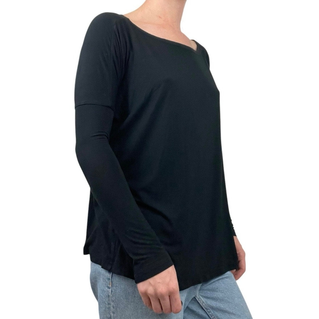 Lamixx Soft Black Long Sleeve Scoop Neck Blouse