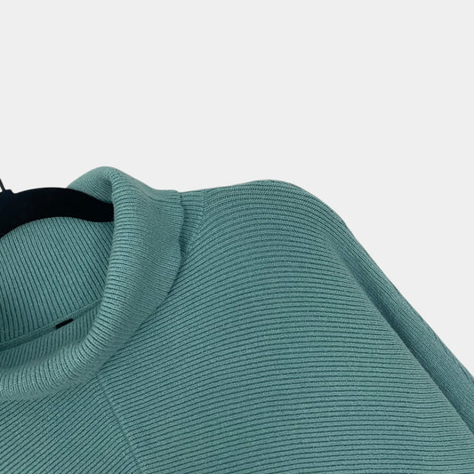 Blue Turtleneck Ribbed Knit Sweater