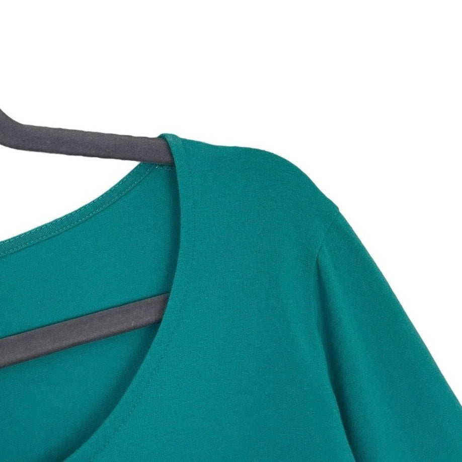 Susan Bristol Blue Crewneck Cropped Sleeve Blouse
