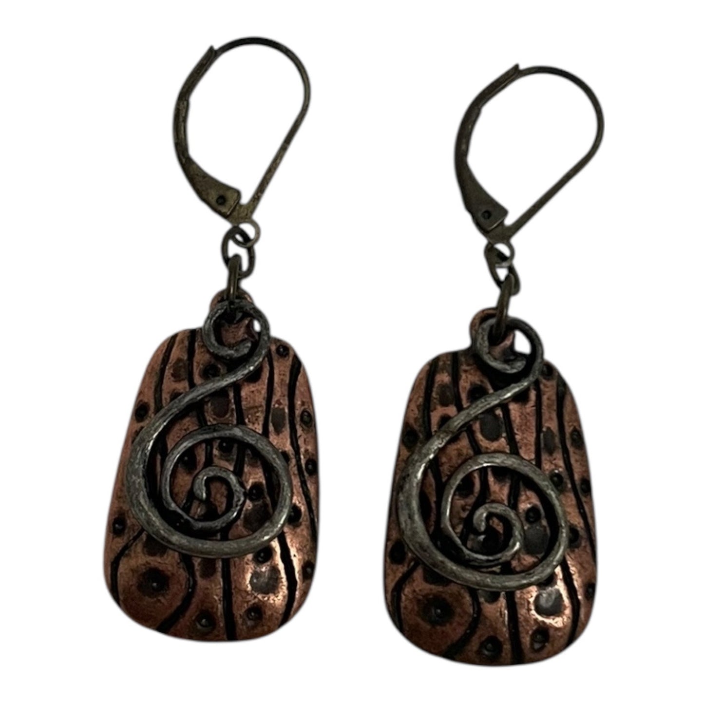 Vintage Bronze & Silver Swirl Earrings