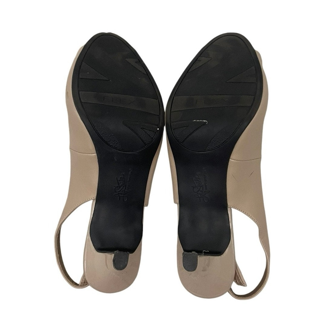 Life Stride Beige Teller Soft System Faux Leather Slingback Heels