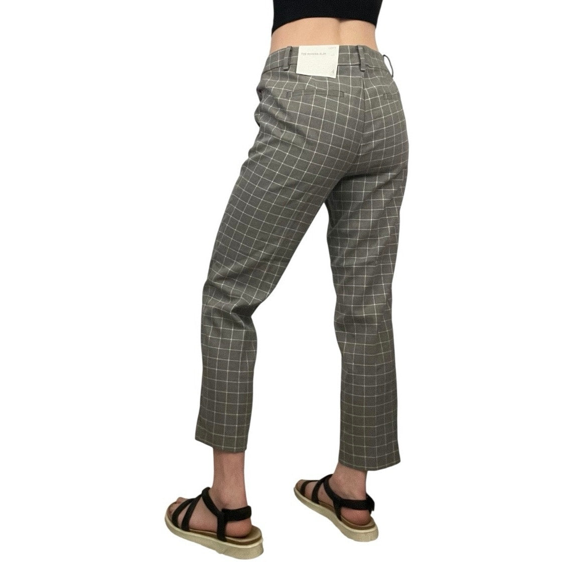 NWT LOFT The Riviera Slim Grey Gingham Trousers