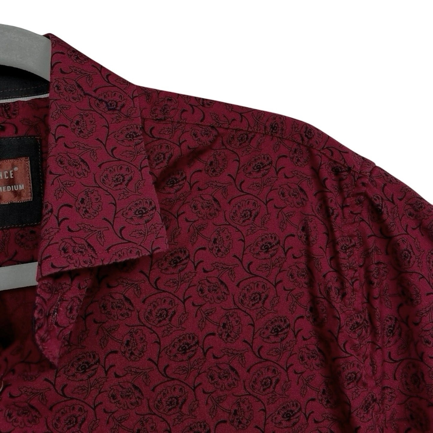 Consequence Mens Maroon Floral Short Sleeve Button Down Shirt